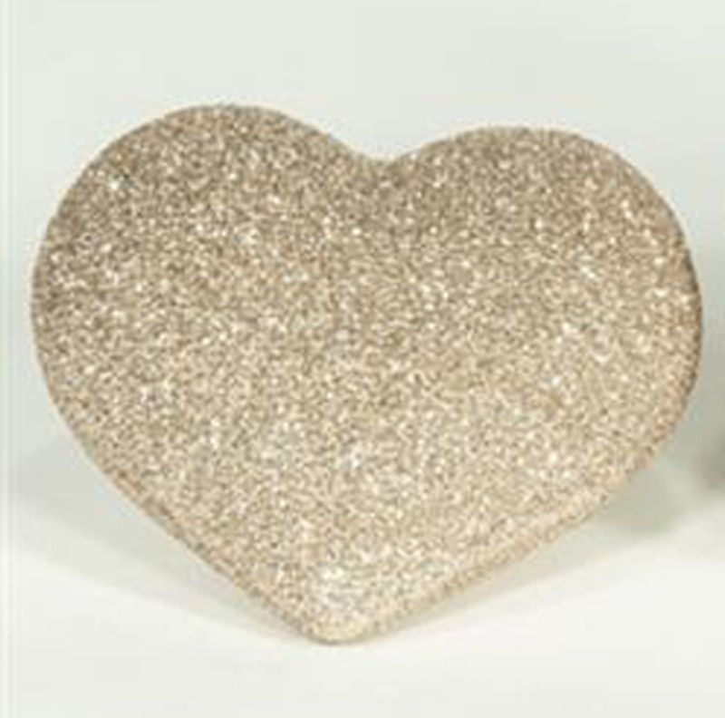 Lite glitterhjerte, gullfarget, fra TradeMan.
