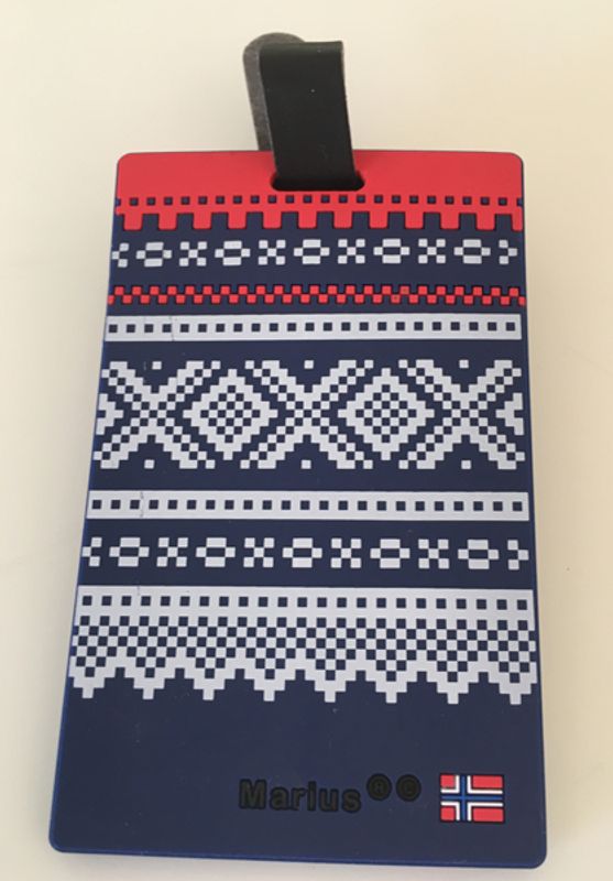 Koffert merkelapp Marius.