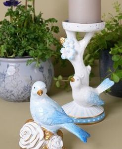 Hovedbilde Retrofugl i bl&aring;tt p&aring; hvite ...