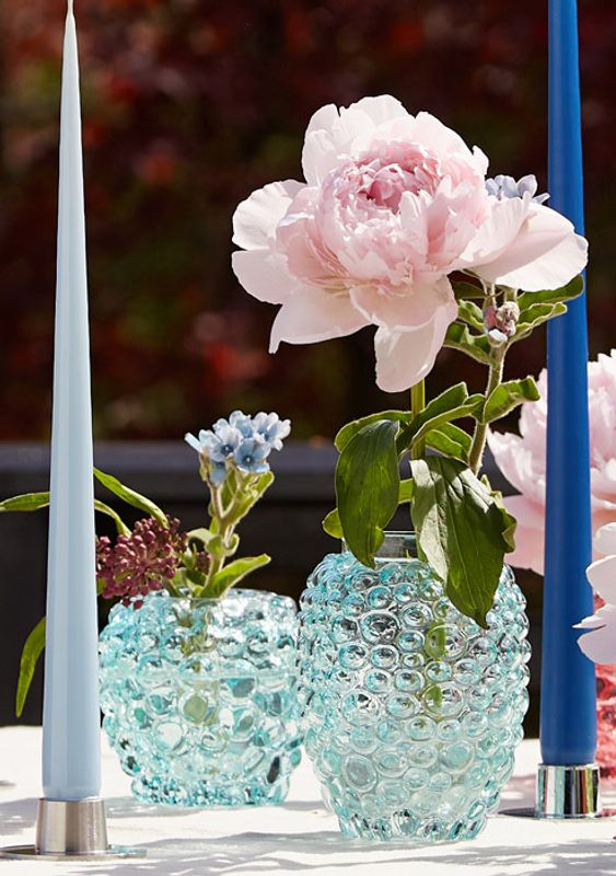 Vase Sofian, i Lys Blå boblete glass.
