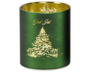 Hovedbilde Lyslykt gr&oslash;nn med juletre og ...