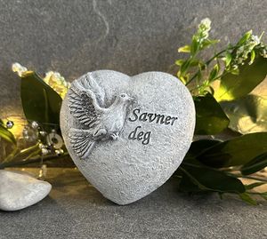 Hovedbilde Gravpynt hjerte med Due og ...
