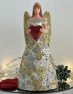 Hovedbilde Engel med hvit, gull og ...